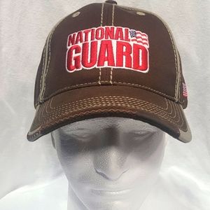 NWT Embroidered Brown National Guard adjustable snapback cap hat